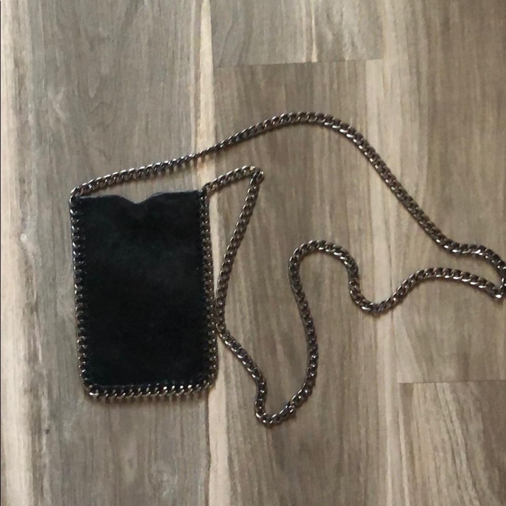Leather and metal  phone strap bag